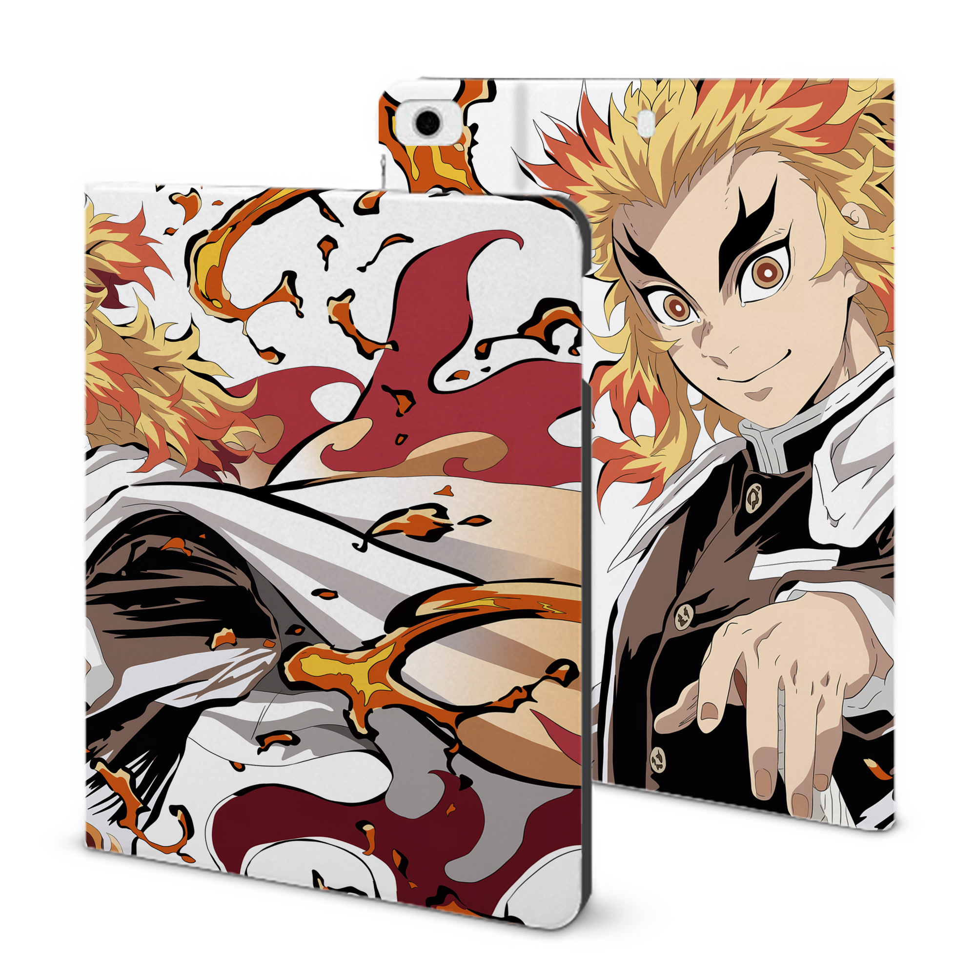 （画像用） 炎柱-煉󠄁獄 杏寿郎／れんごく きょうじゅろう Rengoku Kyoujurou IPad ケース ブック型 PUレザー TPU 耐衝撃 軽量 薄型 ペン収納なし 全面保護 IPad 各モデル対応